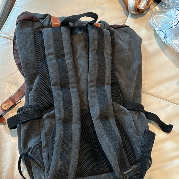 Auger Canvas Backpack Gray Travel Shoulder Bag School Adjustable - Picture 7 of 8